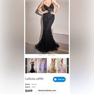 LaDivine Black Sequin Prom Dress
